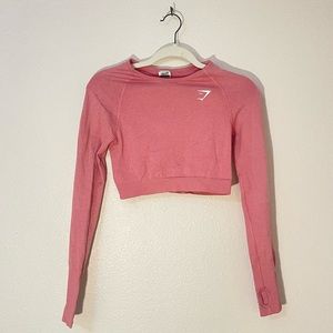 Gym Shark Long Sleeve Pink Workout Crop Top